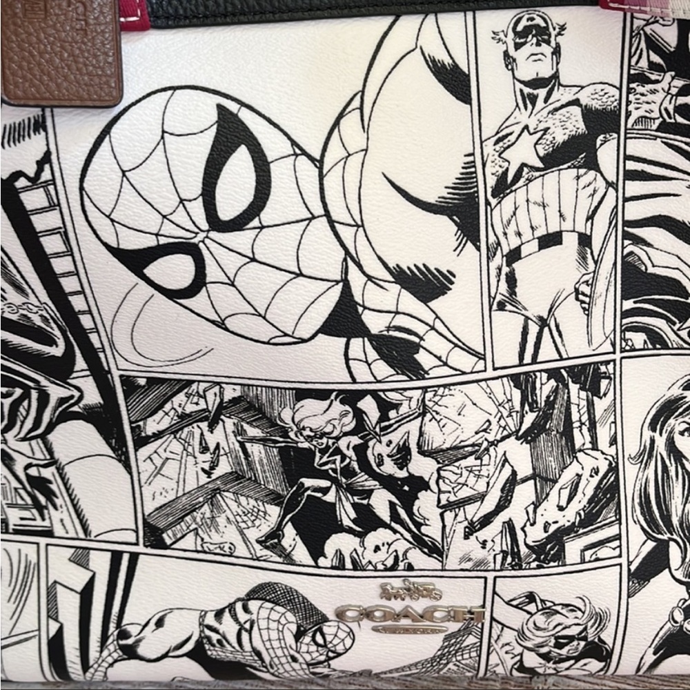 Coach X Marvel | Jes Tote With Comic Book
Print like-new large leather bag purse - Picture 9 of 11